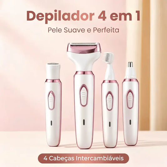 Kit Depilador Elétrico 4 em 1 Multifuncional Para Todas as Partes do Corpo