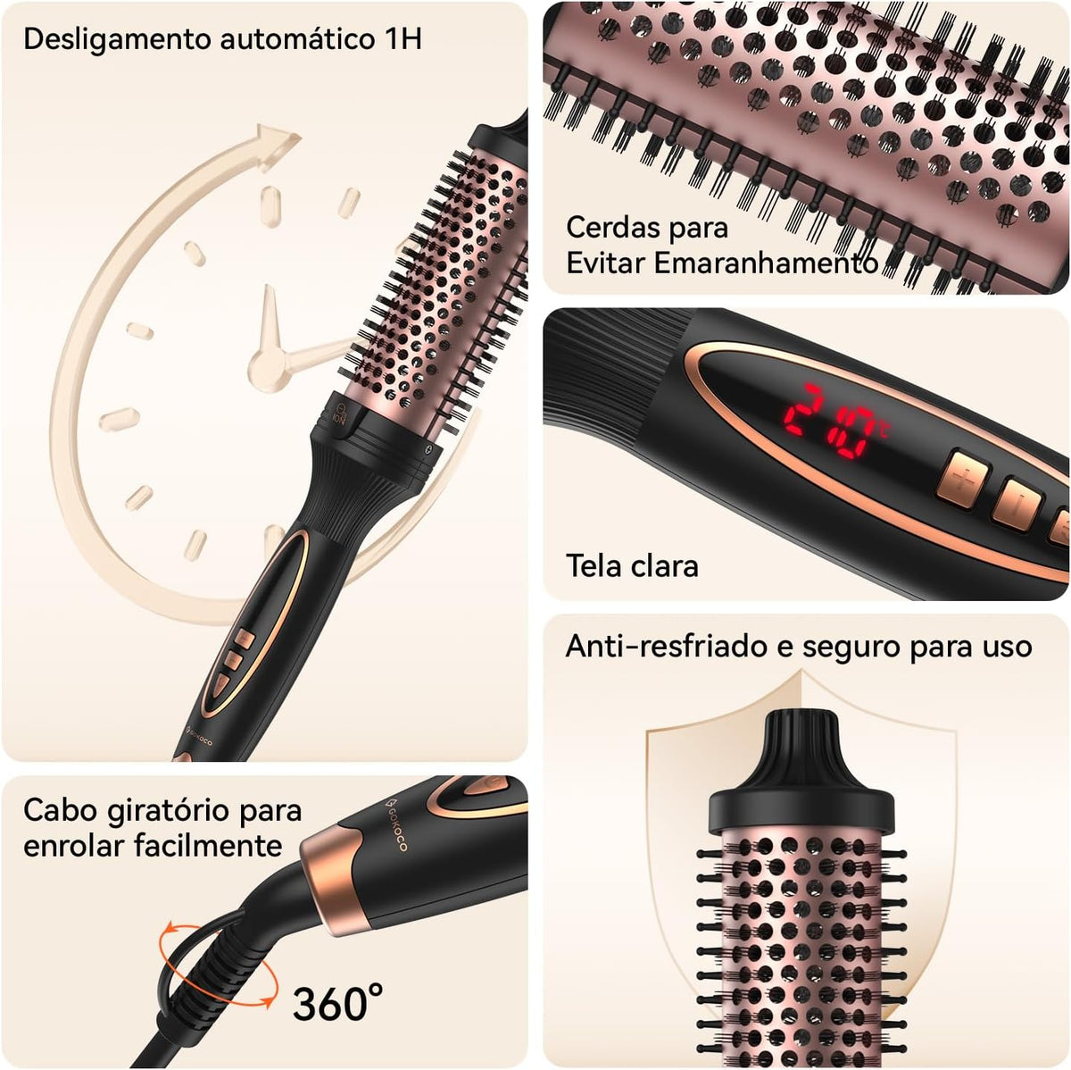 Escova Alisadora e Modeladora Profissional - Bivolt (110V/220V)